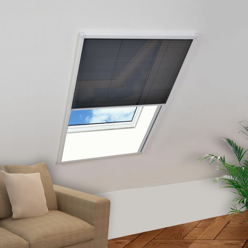 furnicato Moskitonetz Plissee Insektenschutz für Dachfenster 80x120 cm Weiß (1 St)