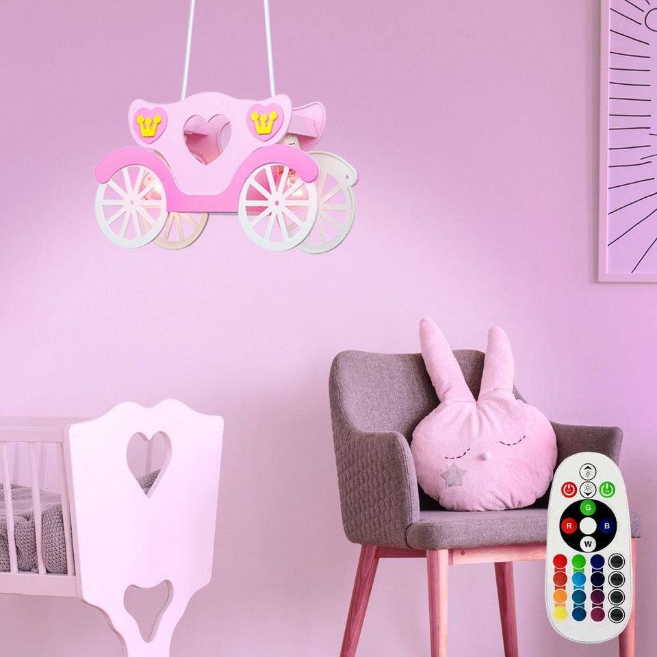 etc-shop LED Pendelleuchte, Leuchtmittel inklusive, Warmweiß, Farbwechsel,  Hänge Pendel Lampe Mädchen Kinder Zimmer Fernbedienung DIMMER im Set