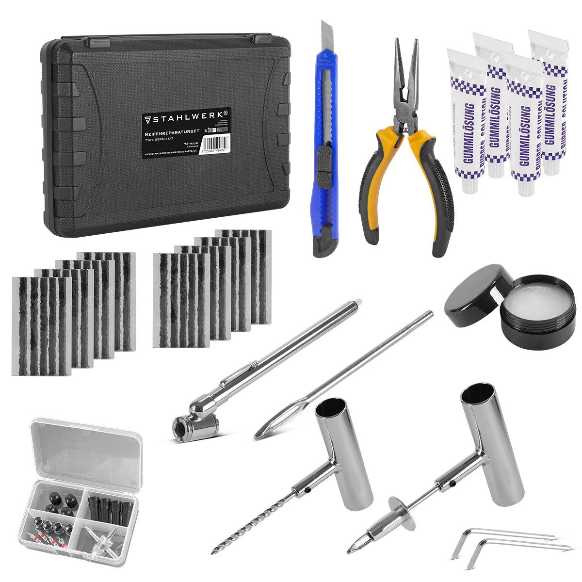 Reifen-Reparaturset Reifenreparaturset 72-teilig, Reifenreparatur Kit