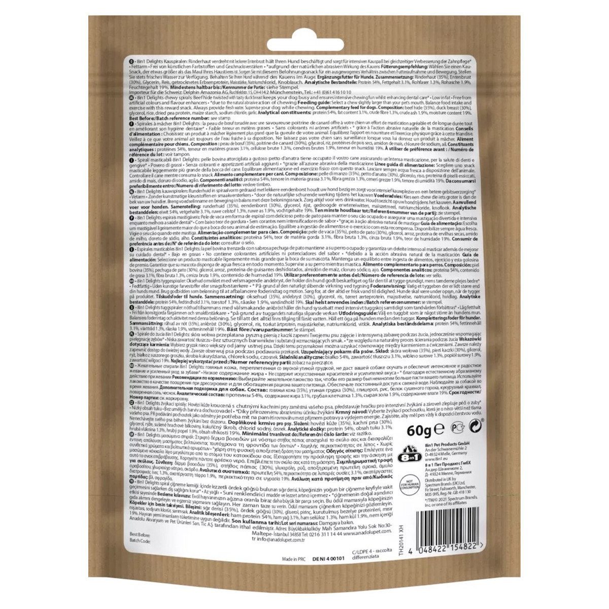 8in1 Delights Duck Spirals 60 g, für: Hund