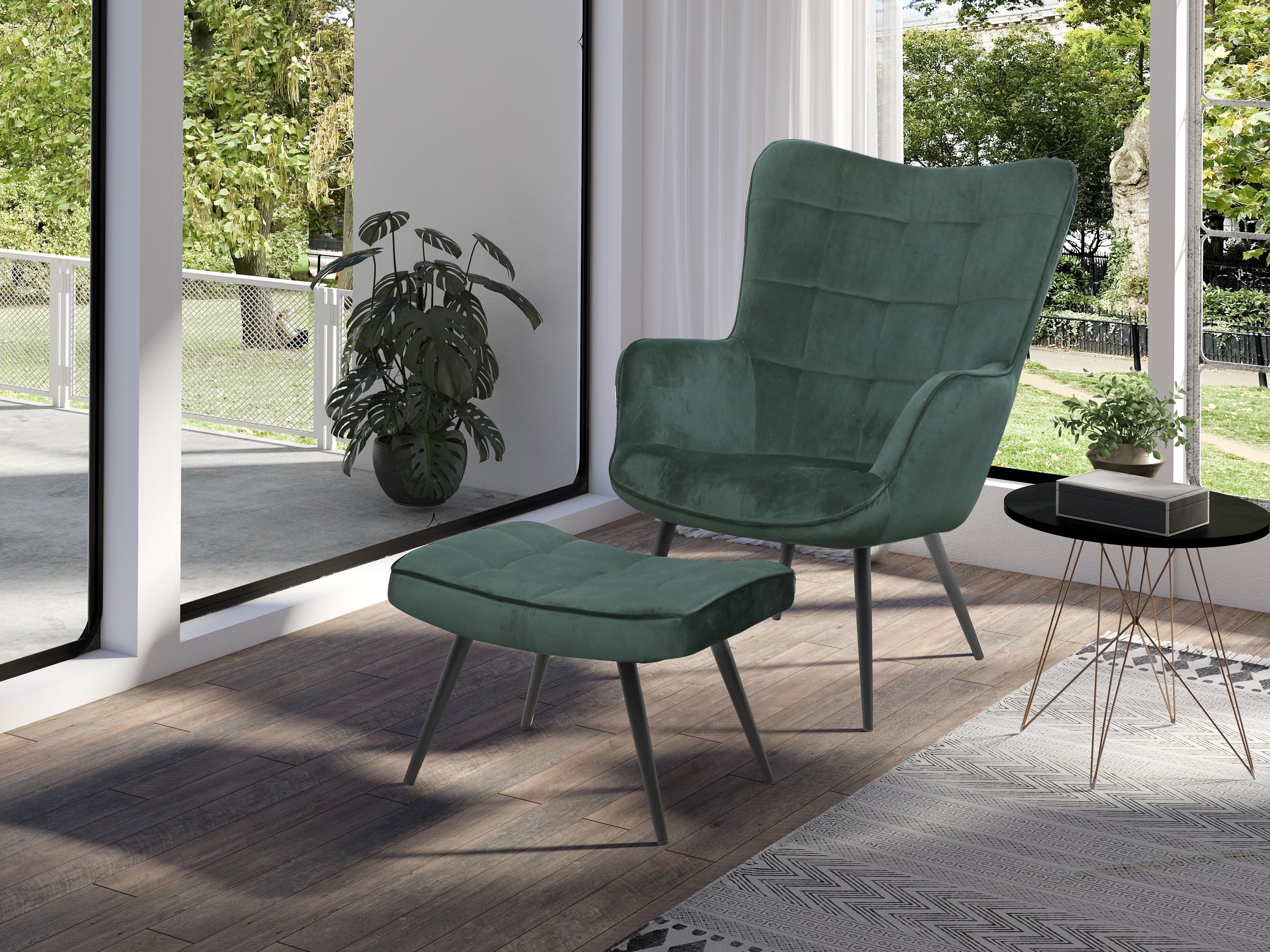 byLIVING Hocker UTA, Bezug Webstoff oder Samt, Schaumstoff