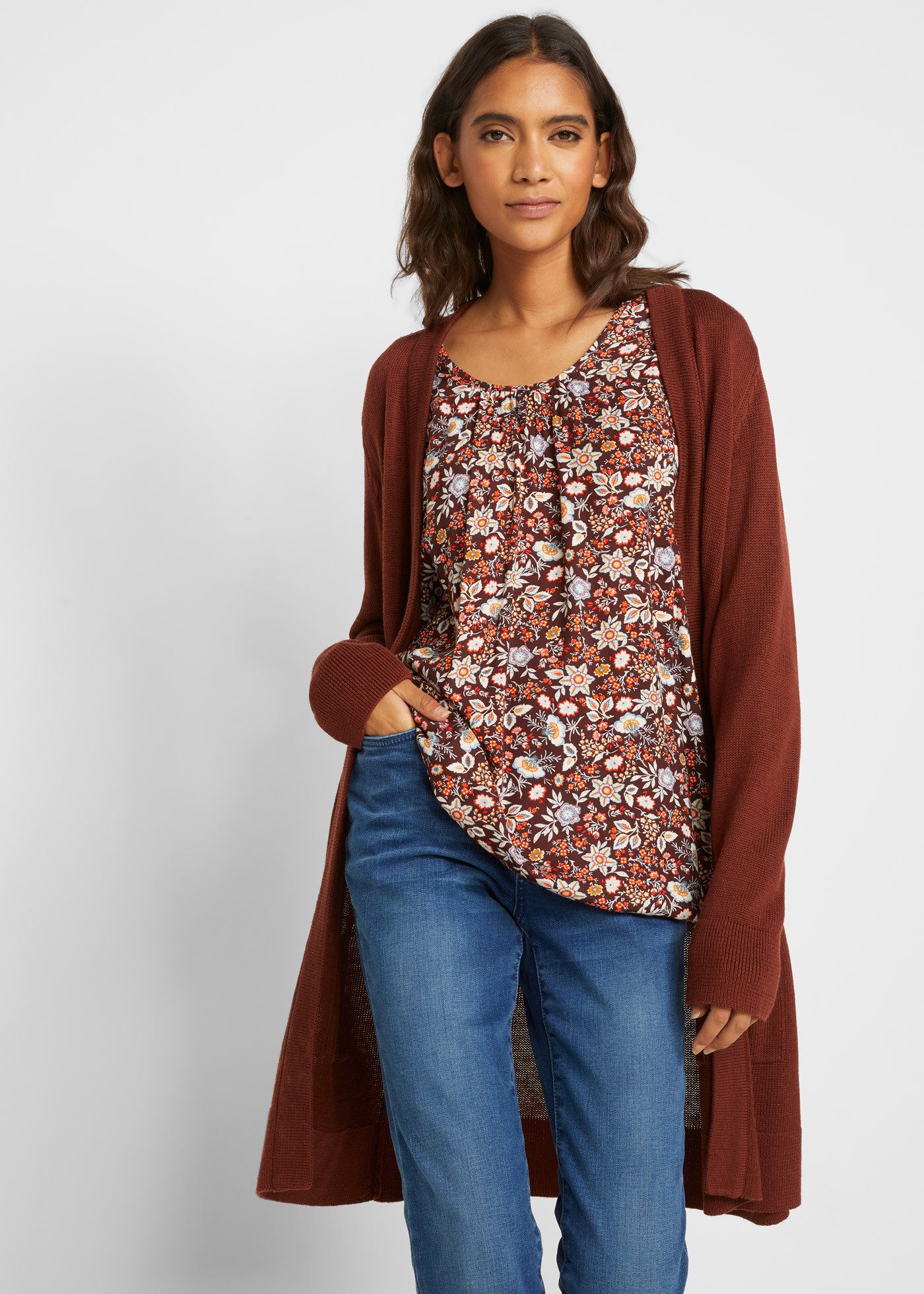 bonprix Longstrickjacke (1-tlg) Oversize-Passform, kuschelig weicher Strick, ohne Verschluss