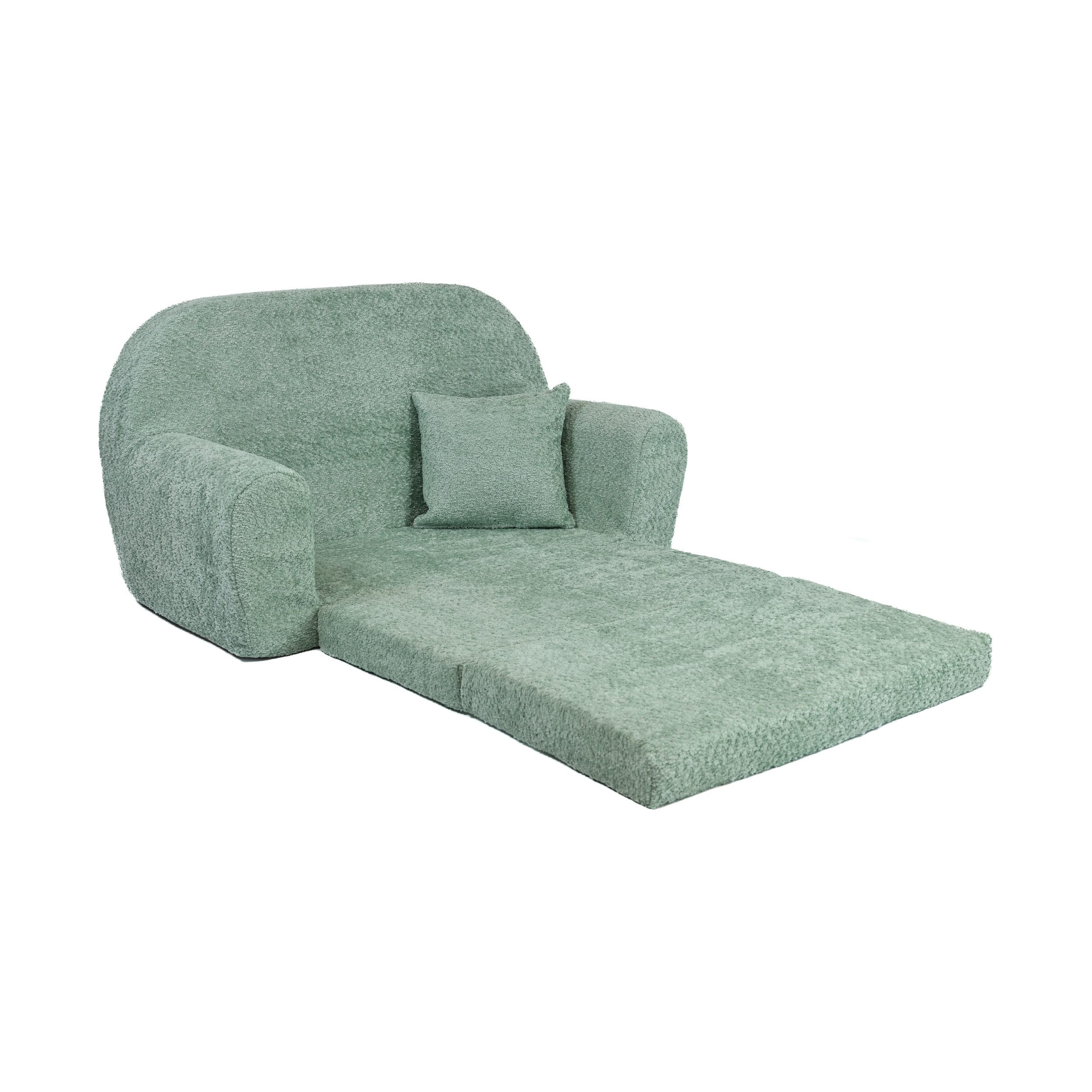 FORTISLINE Kindersofa Mini-Sofa Kindersofa Spielsofa aus Teddy-Stoff ausklappbar, Ausklappbar – Bild 3 von 4