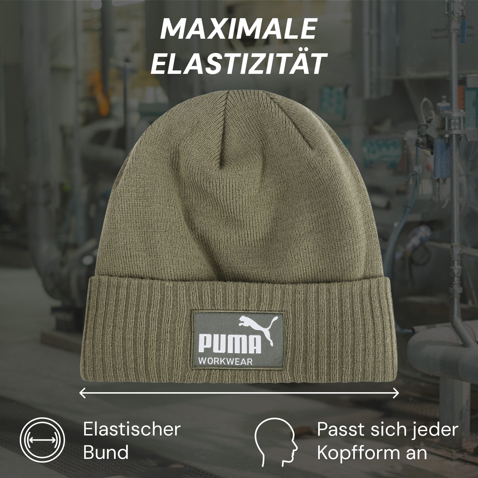 PUMA Workwear Beanie Mütze Herren Winter - Strickmütze mit Wärmepolsterung für die Ohren Atmungsaktive & Elastische Wintermütze Perfekt für Outdoor Aktivitäten