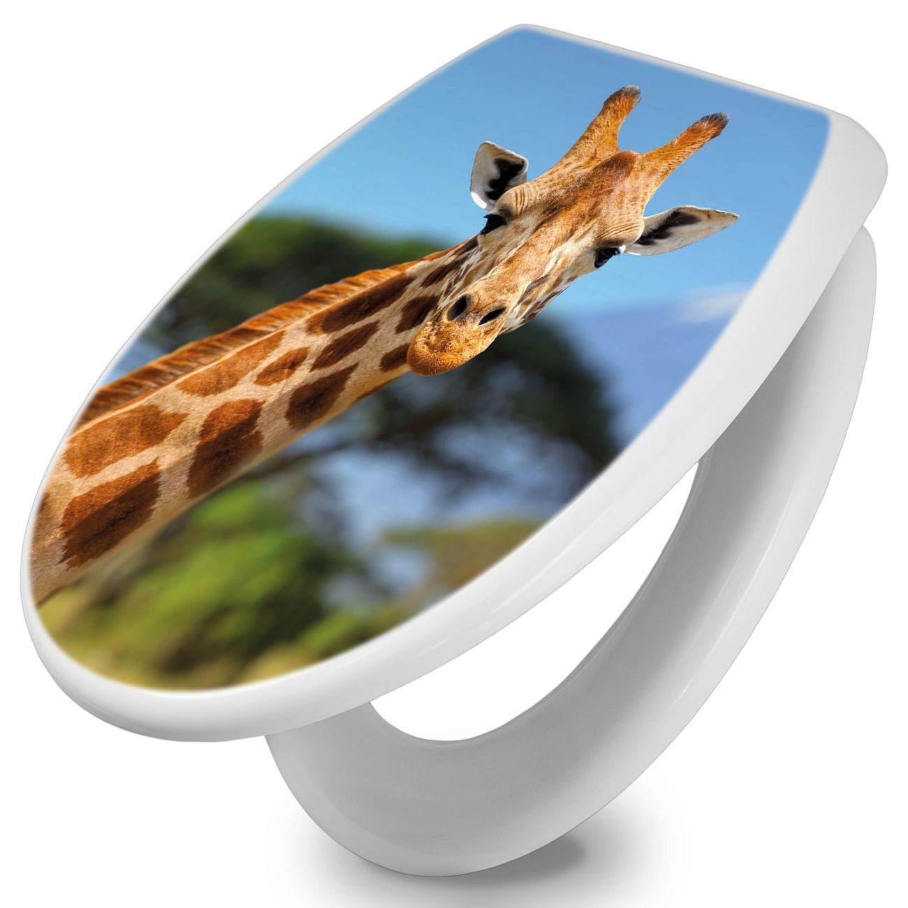 banjado WC-Sitz mit Absenkautomatik Motiv Miss Kilimandscharo (umweltfreundliches Material, integrierte Scharniere), 44,5 x 37 x 5 cm