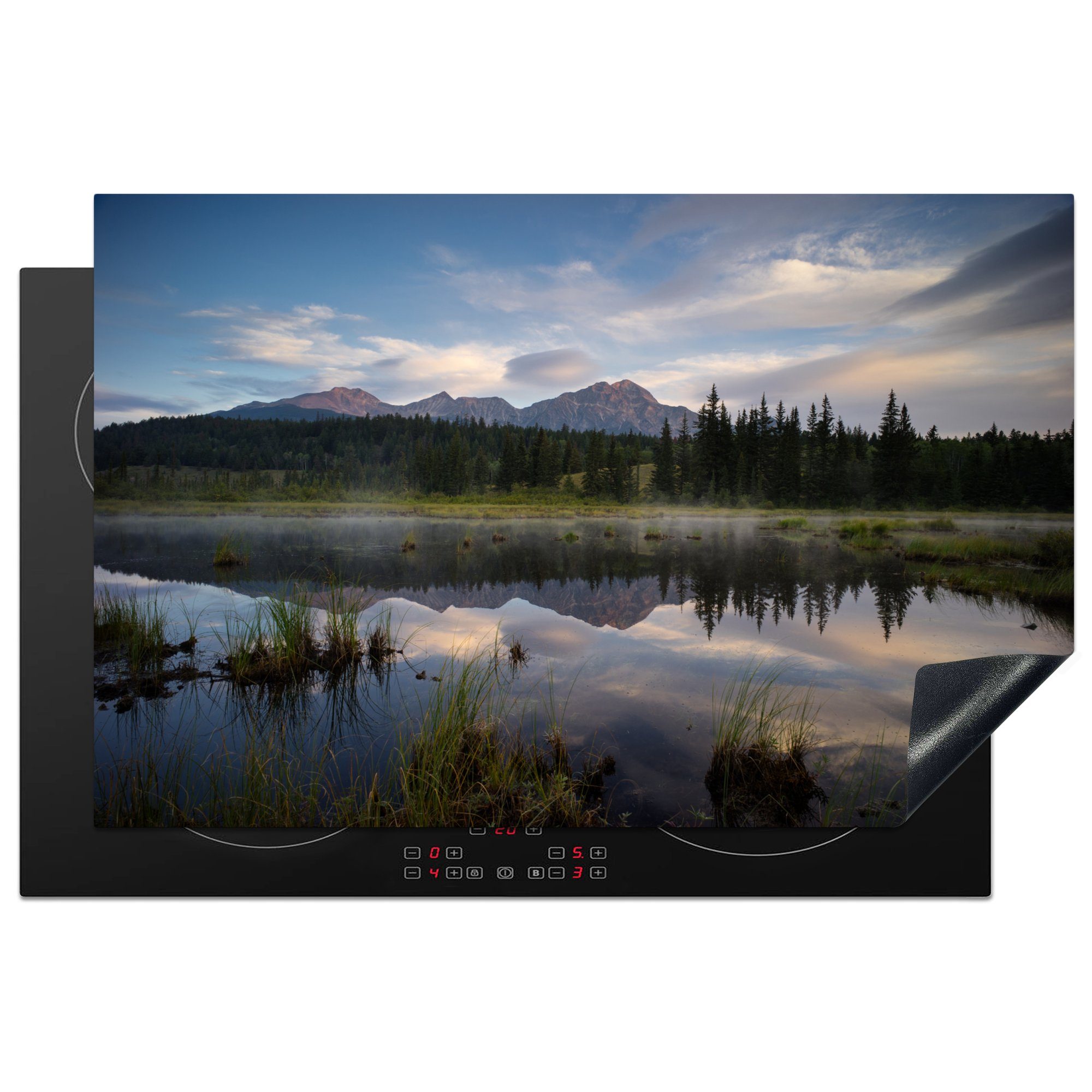 MuchoWow Herdblende-/Abdeckplatte Blick über den Jasper National Park in Alberta, Vinyl, (1 tlg), 81x52 cm, Induktionskochfeld Schutz für die küche, Ceranfeldabdeckung