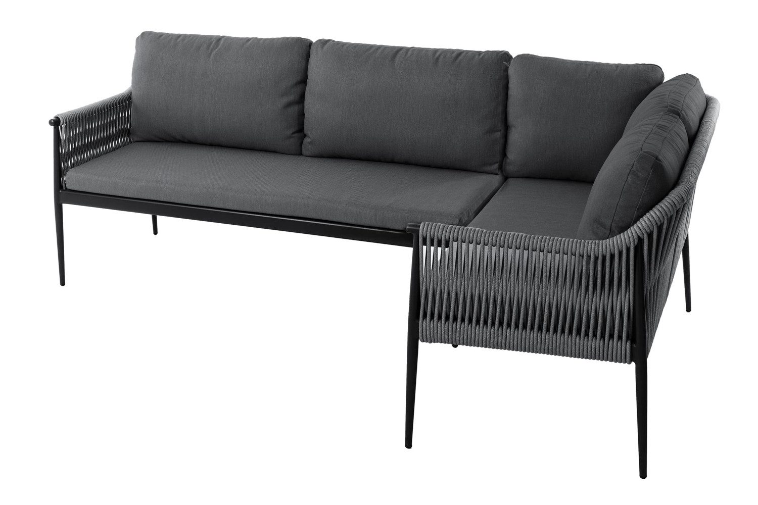 dasmöbelwerk Gartenlounge-Set Gartenlounge Balu Gartensofa mit Polster Ecklounge Rope Anthrazit