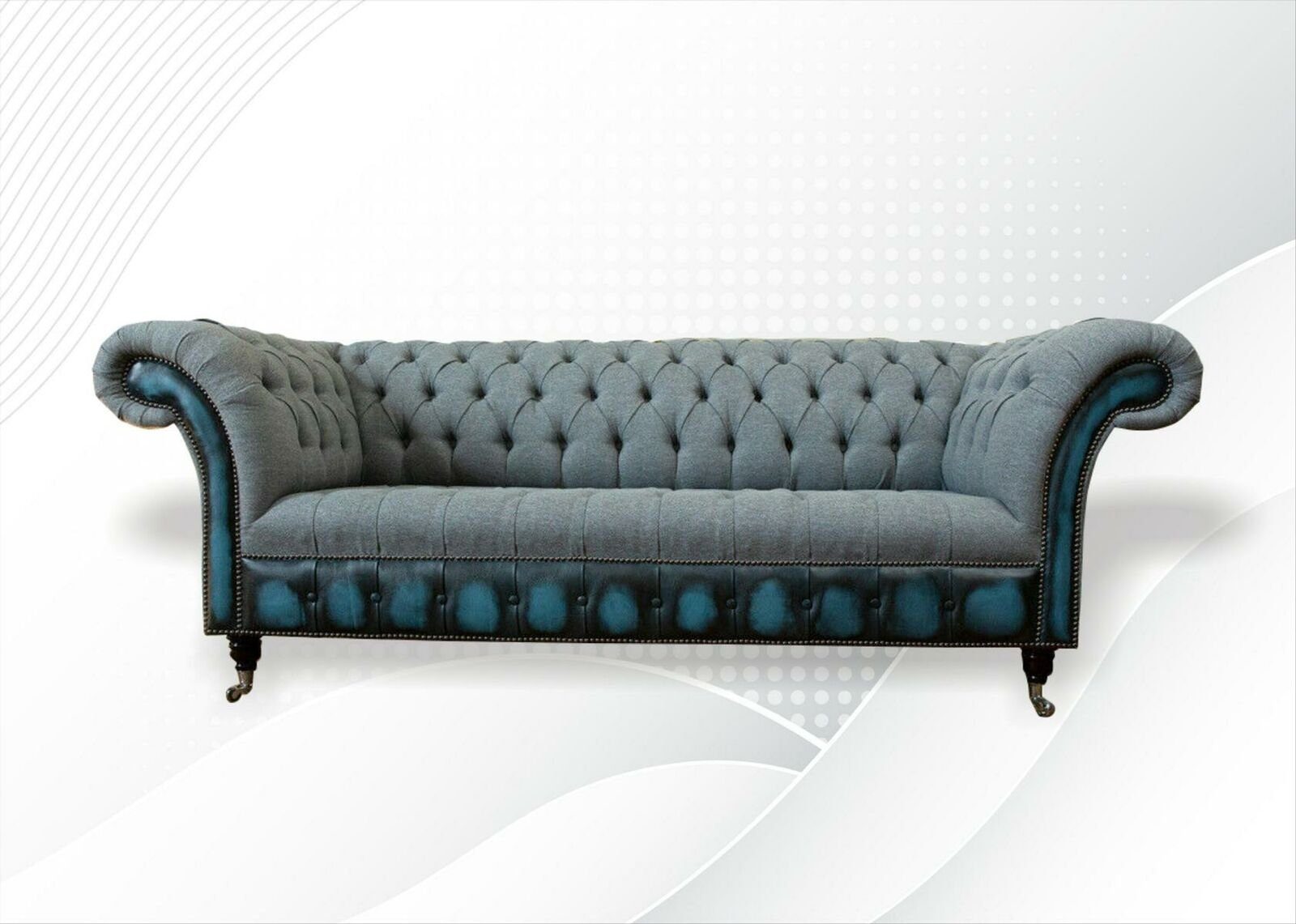 JVmoebel Chesterfield-Sofa, Klassische Sofa Textil Couch Sofas Leder Couchen Polster Chesterfield Neu Möbel