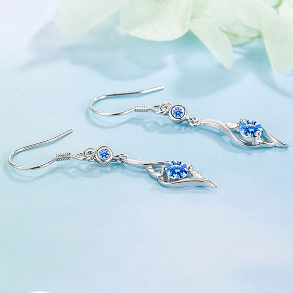 Haiaveng Paar aus Blaue Ohrringe Diamant-Ohrringe Ohrhänger Sterlingsilber, einfache S925 Quastenohrringe