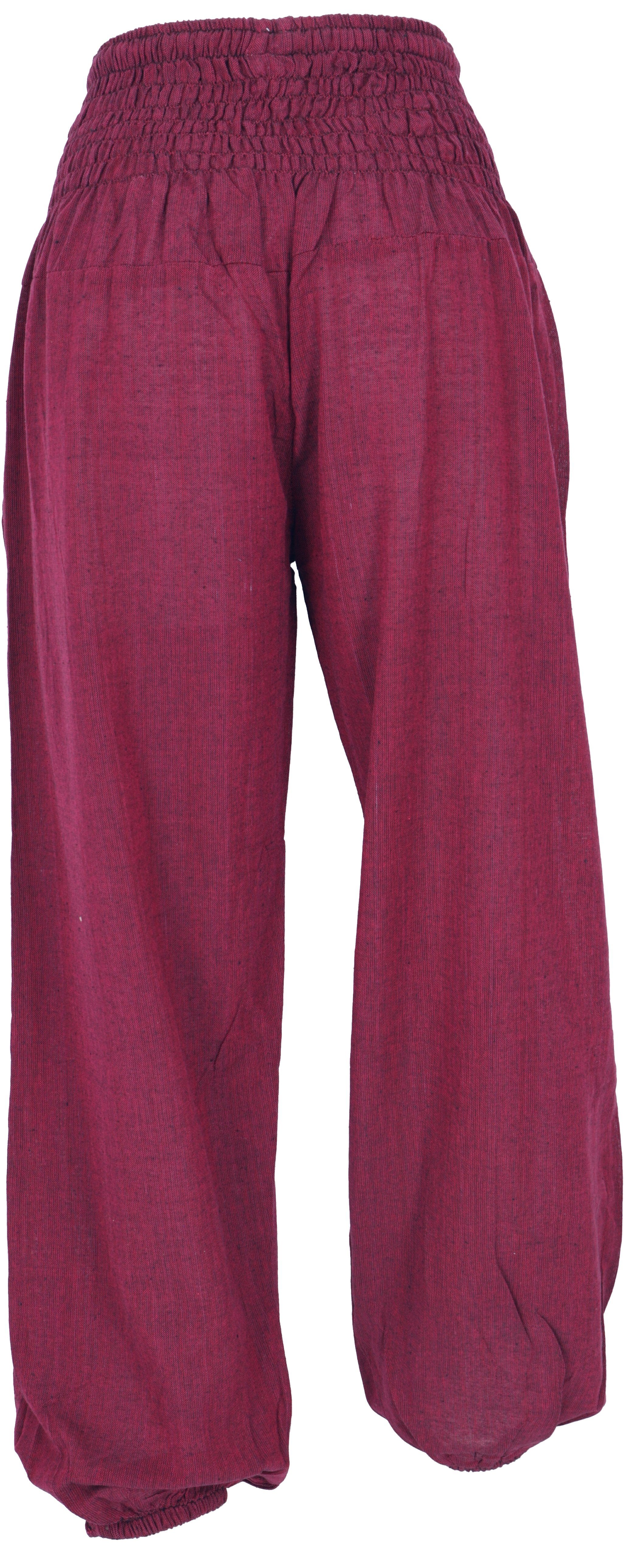 Guru-Shop Relaxhose Muckhose, Aladinhose mit breitem Bund - weinrot Ethno Style, alternative Bekleidung