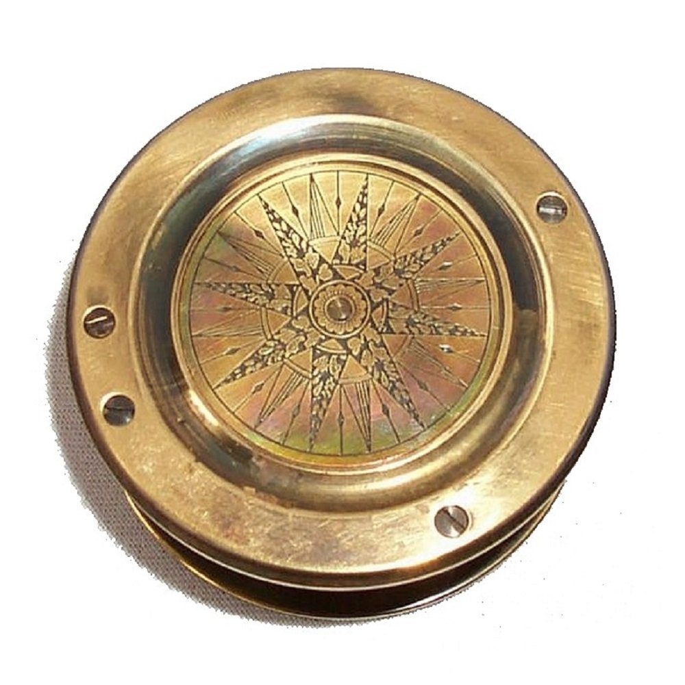 Reproduktion Kartenlese Holzbox, Linoows Kompass Tisch Lupe, Dekoobjekt Kompass mit Maritimer