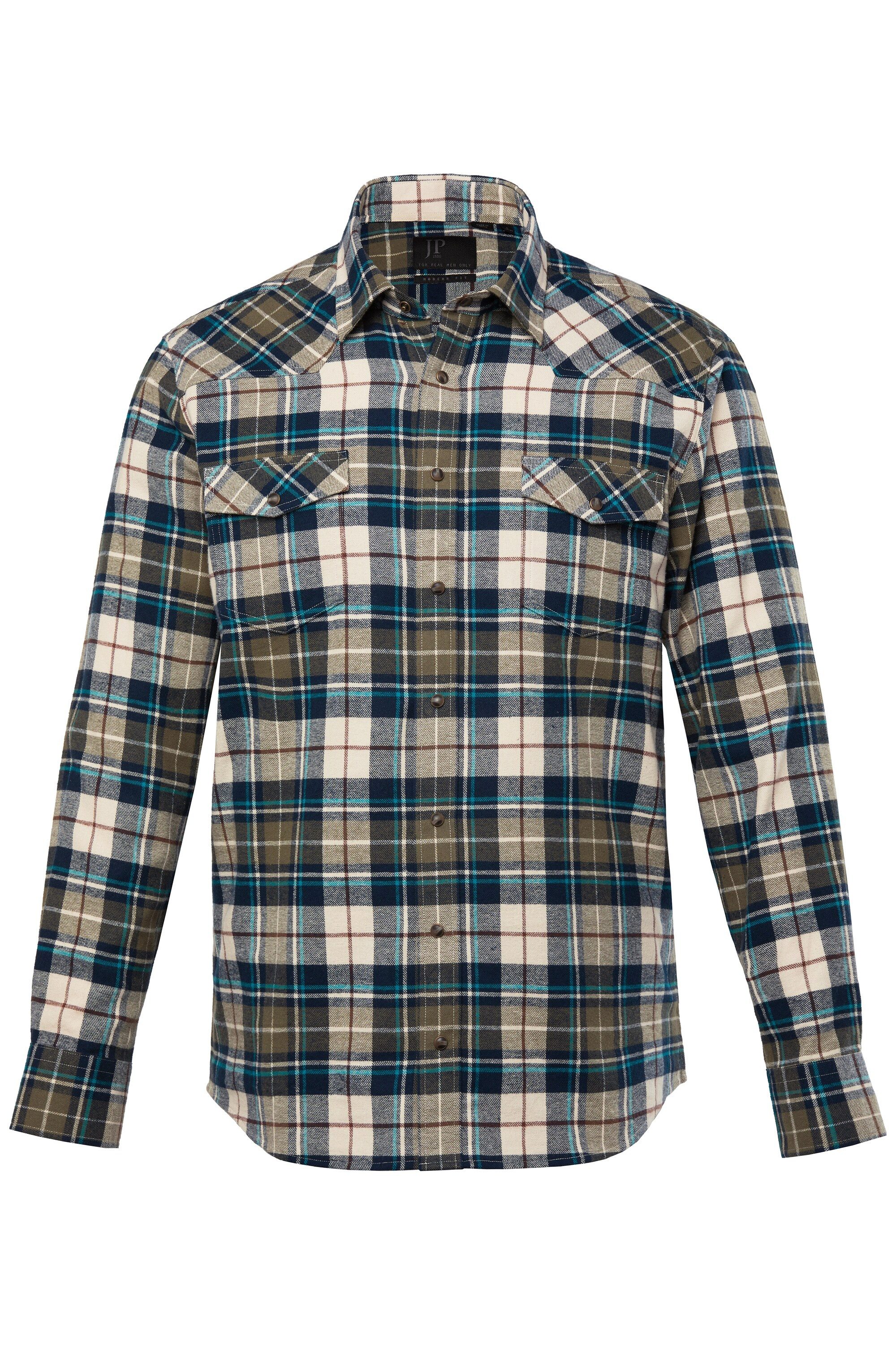 JP1880 Businesshemd JP 1880 Karo-Flanellhemd Langarm Kentkragen günstig online kaufen