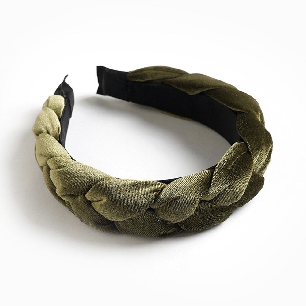 Haargummi Samt Haarreif Geflochten Stirnband Vintage Breit Haarband