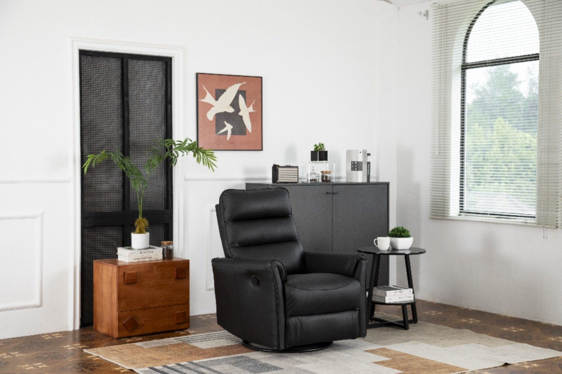 Happy Home Loungesofa Verstellbarer Relaxsessel mit Massagefunktion in schwarzer Lederoptik