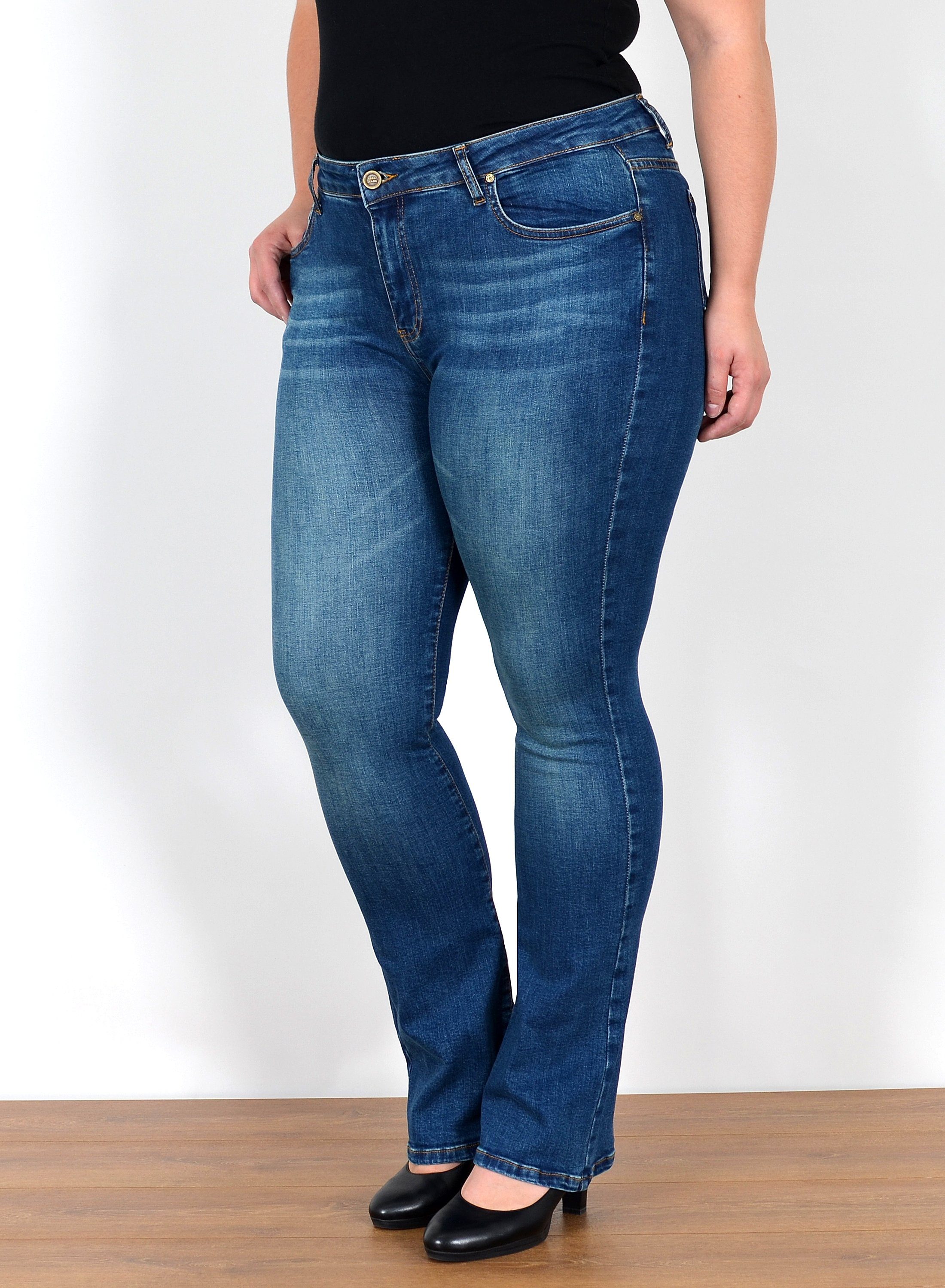 ESRA Bootcut-Jeans Stretch Jeans Damen High Waist Bootcut Jeans bis Übergrö günstig online kaufen