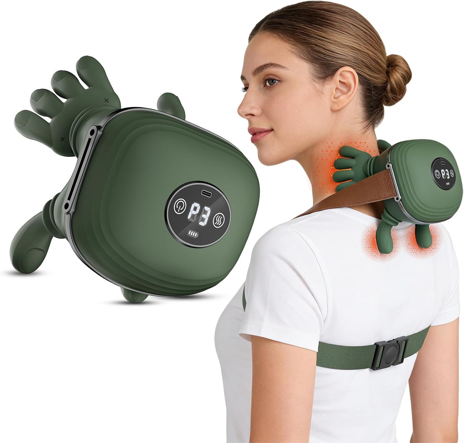 FELIXLEO Massagegerät 4D Nackenmassagegerät, 3 Programme, 2 Heizstufen, Touchscreen, 1-tlg.