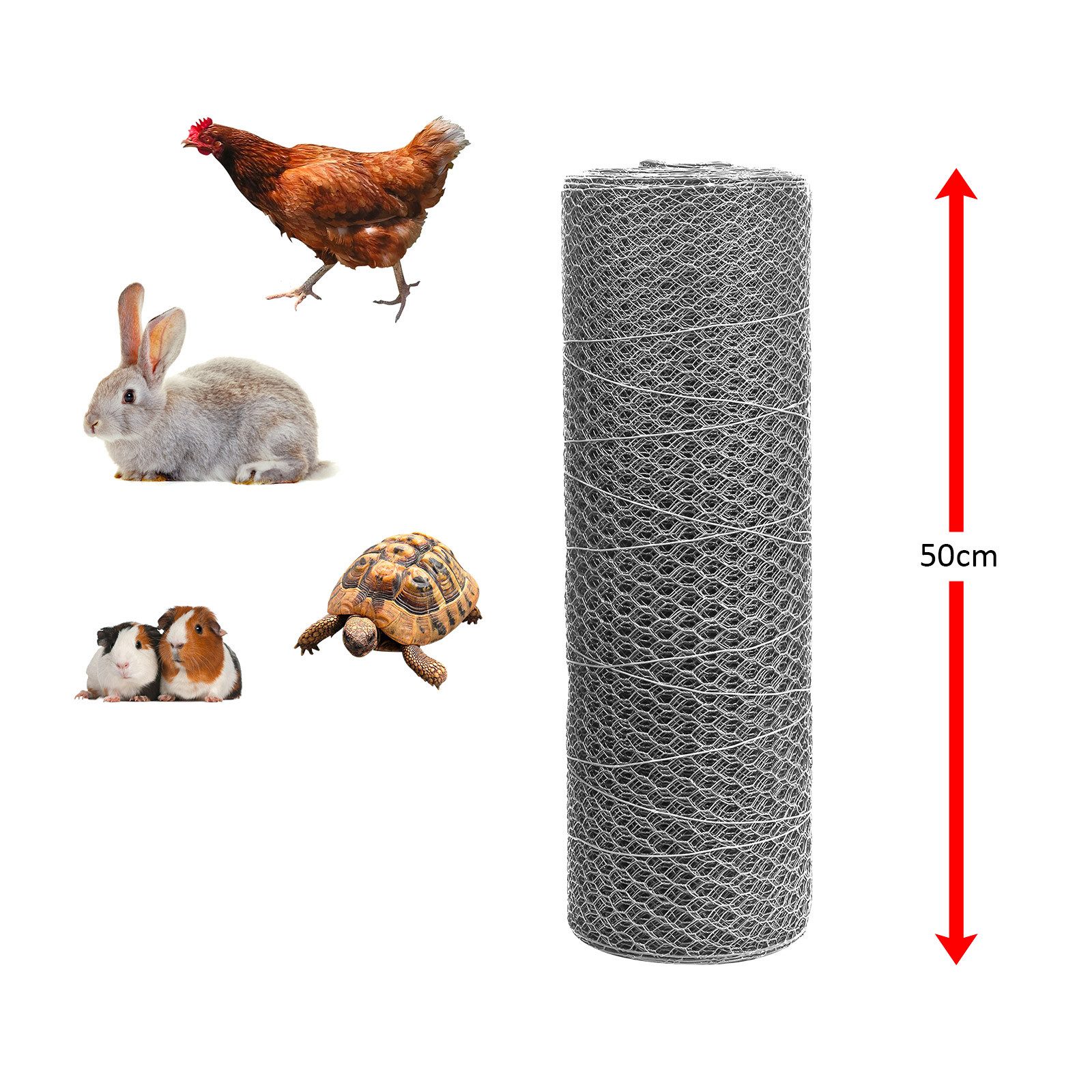 DEMA Geflechtzaun Drahtgeflecht 6eck 13mm 0,5x25m verzinkt