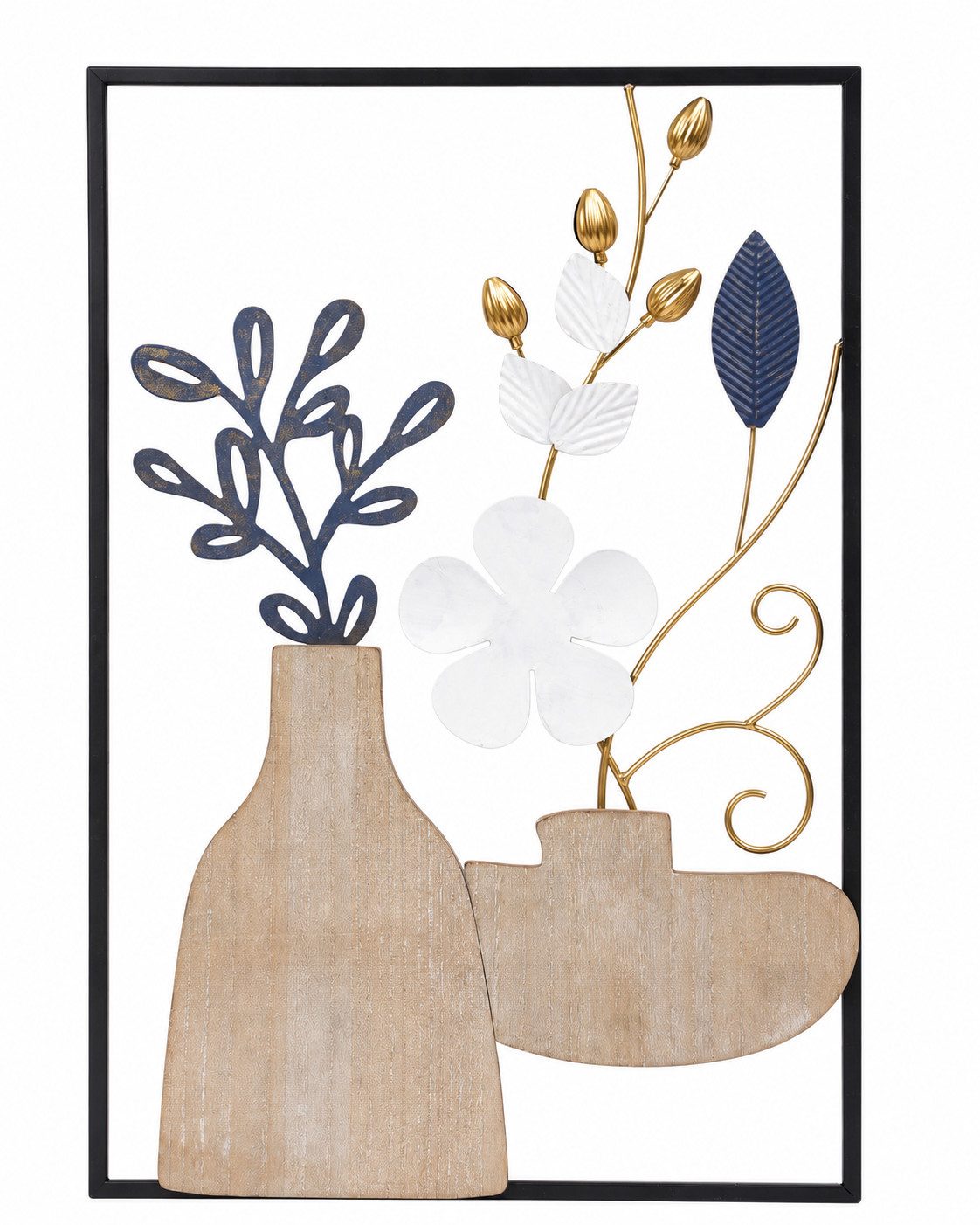 OTTO home Wanddekoobjekt Wanddeko, filigrane Blüten für jeden Wohnstil (1 St), Wohnaccessoire, Kombination aus Metall und Holz, 40x60cm