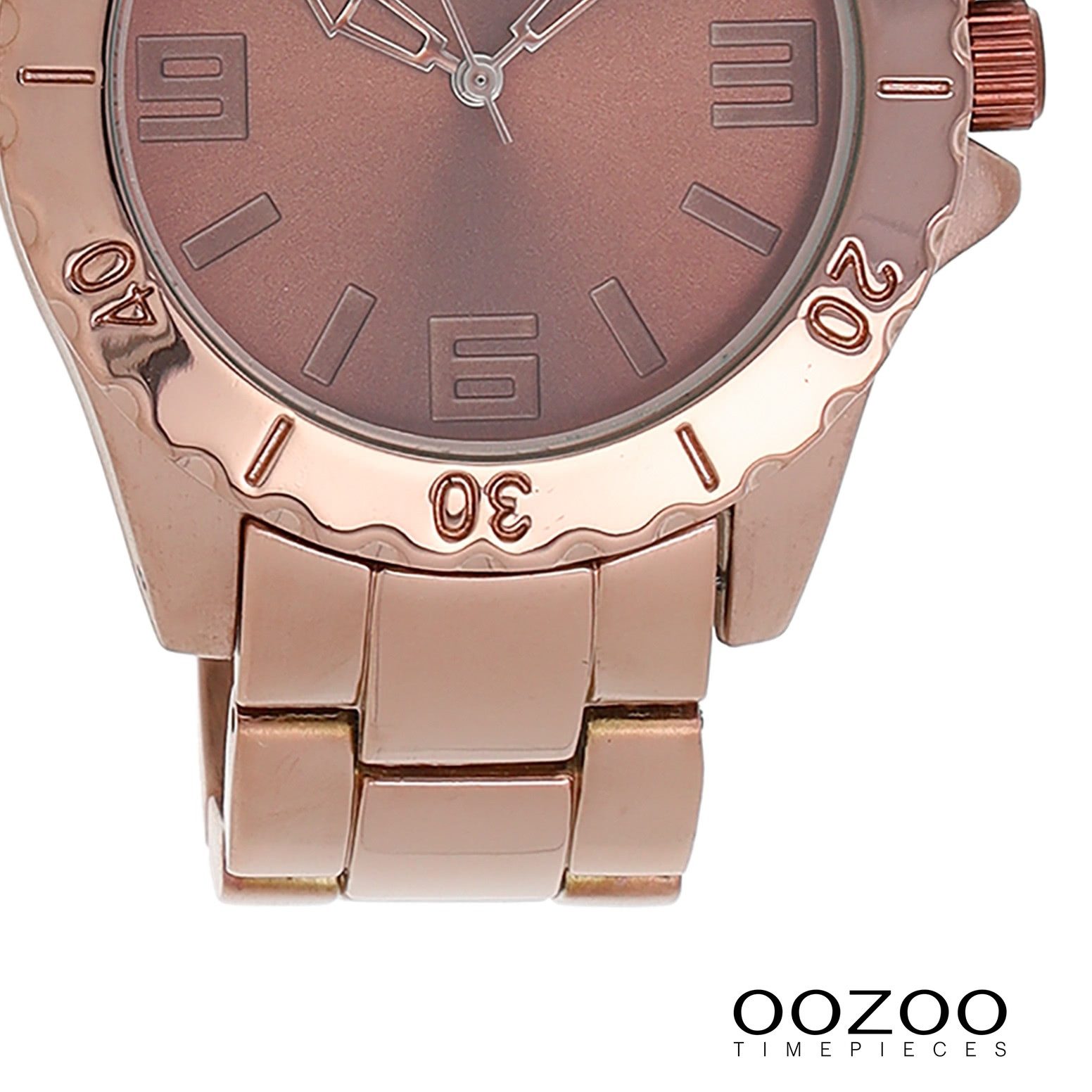 OOZOO Quarzuhr Oozoo Damen Armbanduhr blau Analog, (Analoguhr), Damenuhr rund, groß (ca. 43mm) Metallarmband, Fashion-Style