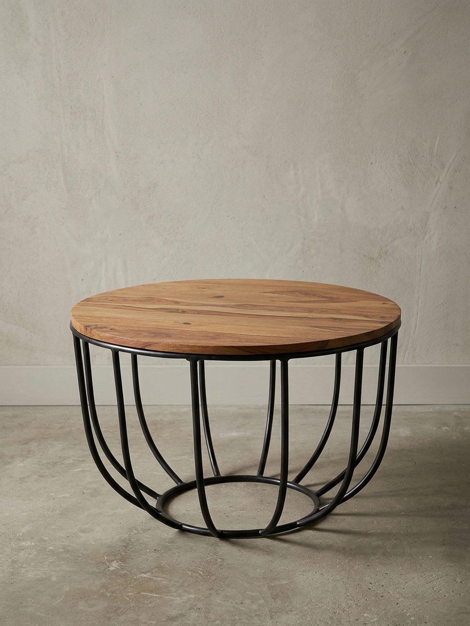 KADIMA DESIGN Couchtisch Couchtisch Massivholz Metall 60x39x60 cm Wohnzimmertisch Holztisch (Industrial Braun, Holztisch Kaffeetisch Massiv Wohnzimmer), Korbtisch, Design Sofatisch, Wohnzimmertisch Rund, Stubentisch