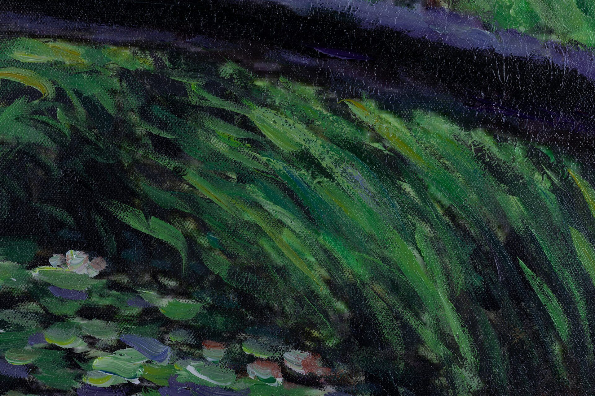 KUNSTLOFT Gemälde HANDGEMALT Monet 100% Banksy's Leinwandbild 80x80 cm, Wandbild Wohnzimmer