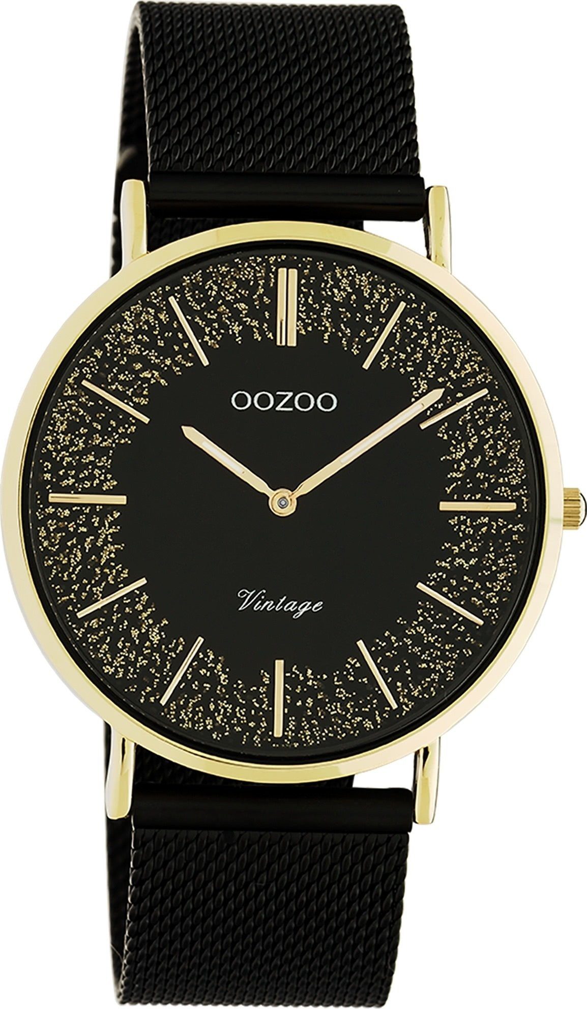 OOZOO Quarzuhr Oozoo Damen Armbanduhr Vintage Series, (Analoguhr), Damenuhr rund, groß (ca. 40mm) Metall, Mesharmband, Casual-Style