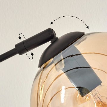 hofstein Stehlampe Stehlampe aus Metall/Glas in Schwarz/Bernsteinfarben, ohne Leuchtmittel, Leuchte mit Glasschirmen (15cm), Schalter, 5 xE14, ohne Leuchtmittel