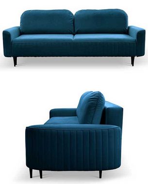 Feldmann-Wohnen 2-Sitzer Vena, Liegefläche 140 x 200cm, Sitztiefe 57cm, Sitzhöhe 45cm, Breite 244cm 1 Teile, 244cm blau 100% Polyester
