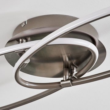 hofstein Deckenleuchte »Arce« runde Deckenlampe aus Metall/Kunststoff in Nickel-matt/weiß, 3000 Kelvin, LED, 3700 Lumen, dimmbar über herkömmlichen Lichtschalter