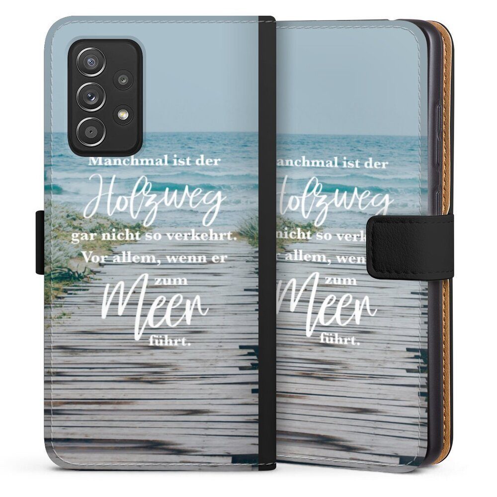 DeinDesign Handyhülle Strand Motivation Spruch Holzweg, Samsung Galaxy