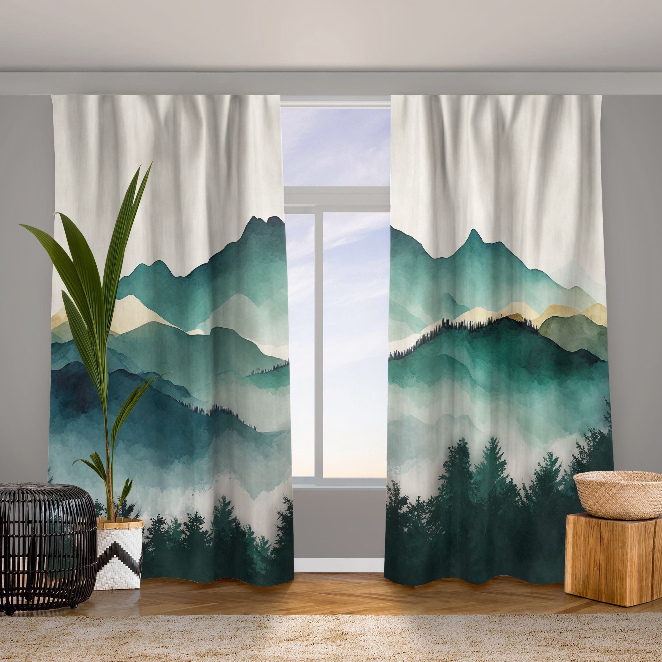 Bilderdepot24 Vorhang Gardine Natur Modern Aquarellierte günstig online kaufen