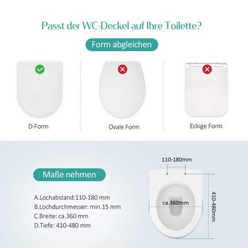 EMKE WC-Sitz Toilettendeckel mit Absenkautomatik D Form Toilettensitz, Quick-Release-Funktion, Antibakterielle Klodeckel Lager 150 kg Weiß