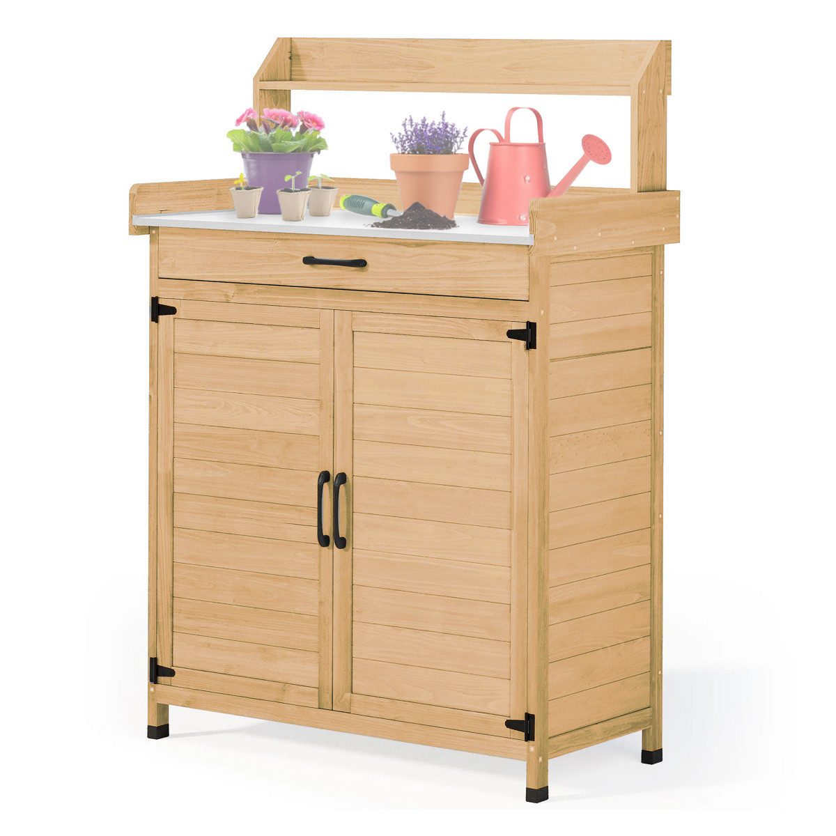 Divit Halter Gartenschrank mit Arbeitsfläche # PG03 Outdoor Schrank wetterfest Holz