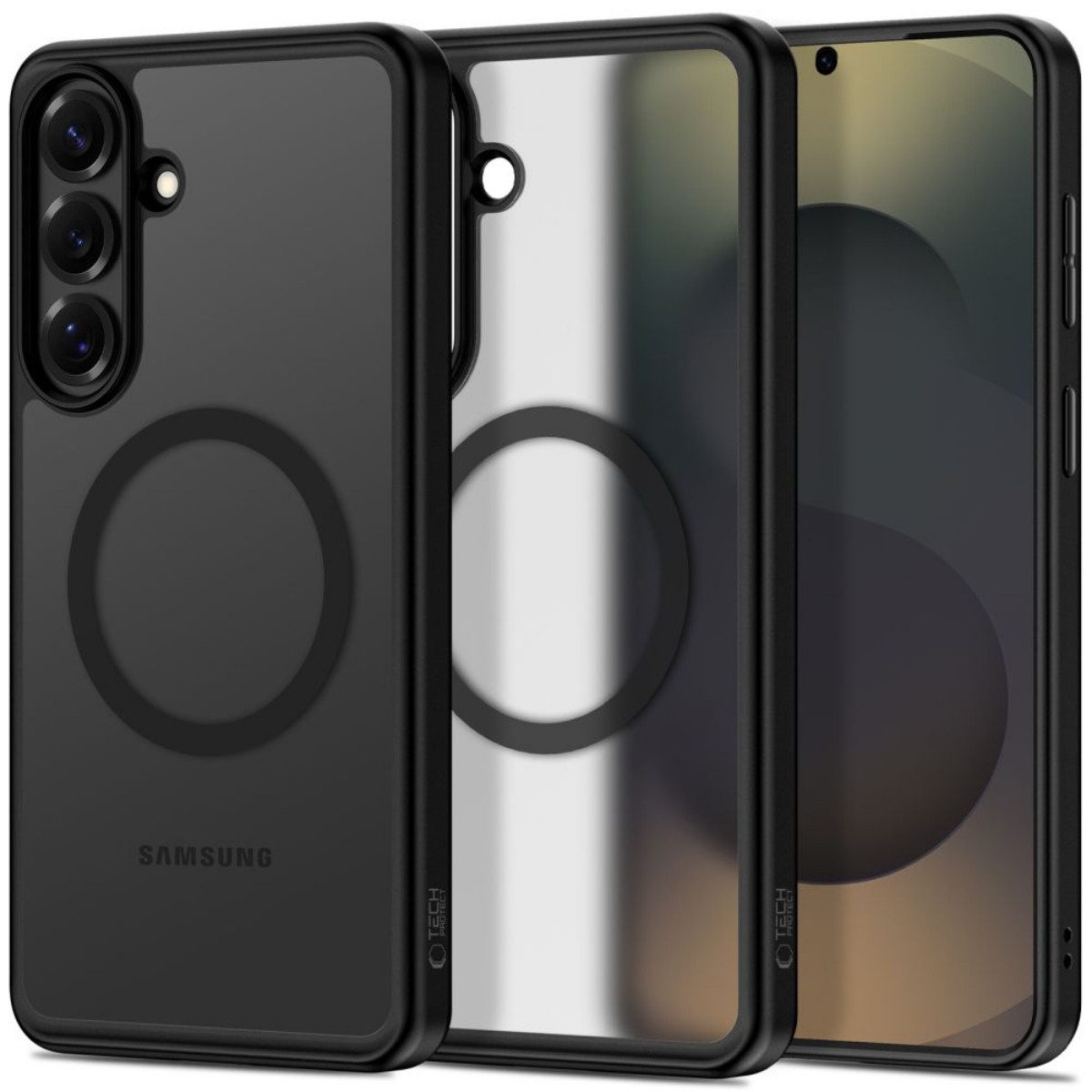 TECH PROTECT Handyhülle MagPeak mit Magnetfunktion Hülle für Samsung Galaxy S26 Plus - Schwarz 6,7 Zoll, Transparente Rückseite bewahrt die Geräteoptik im Alltag
