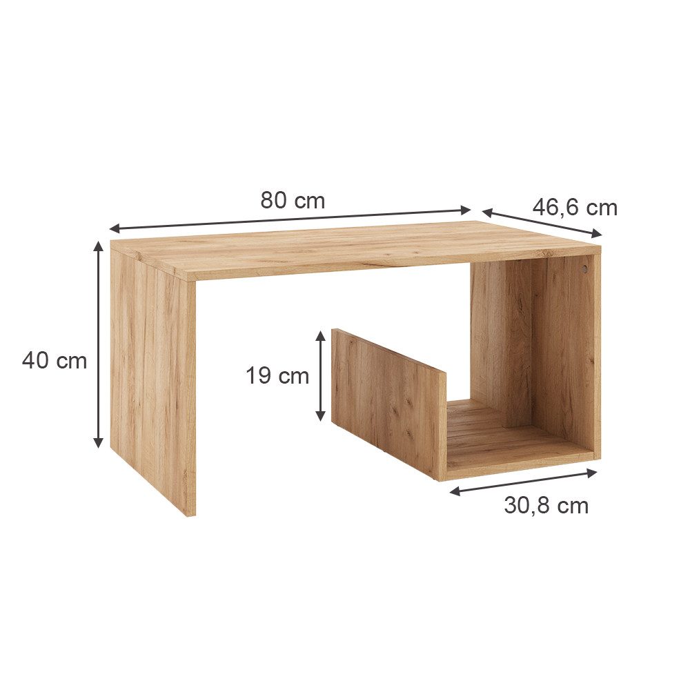 Vicco Couchtisch Lonar, Goldkraft Eiche, 80 x 46.6 cm günstig online kaufen