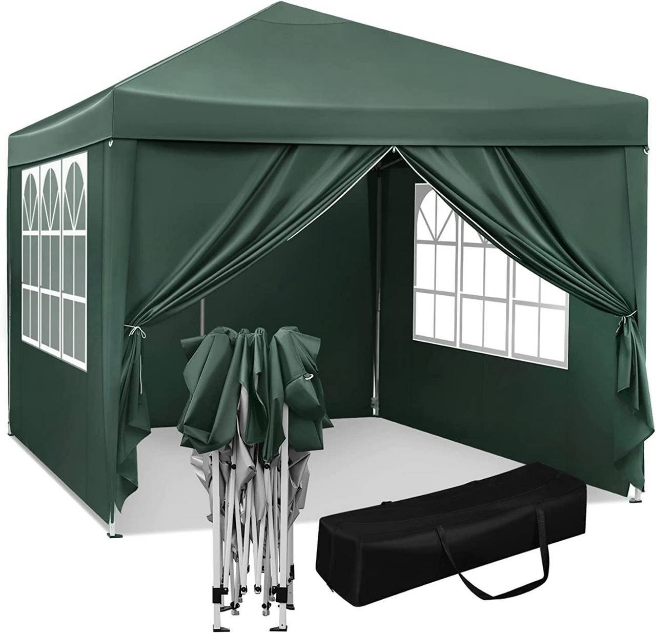 Woltu Faltpavillon, mit 4 Seitenteilen, aus Oxford Metallrahmen 3x3 m