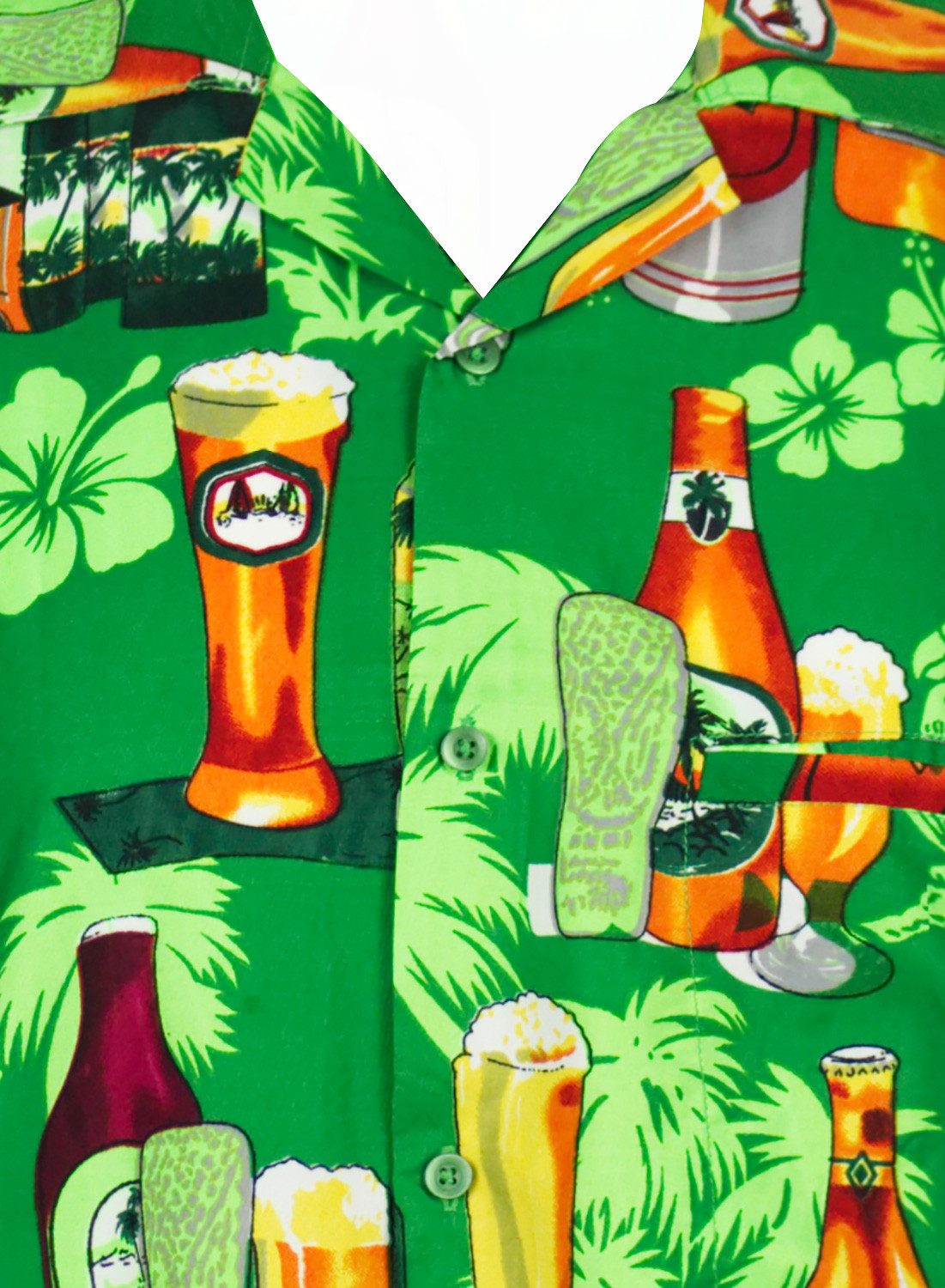 King Kameha Hawaiihemd Beerbottle Funky Hawaii-Hemd Herren Kurzarm Front-Tasche Stylish