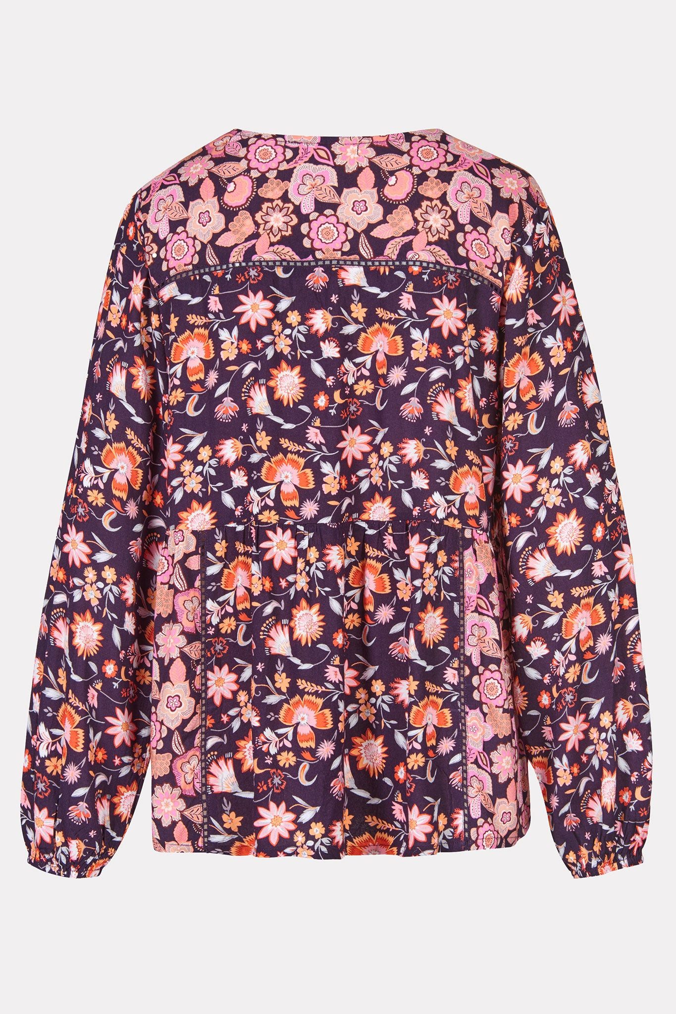Himalaya Clothing Langarmbluse Langarm Bluse mit verspieltem Blumenprint - Bluse Damen aus Viskose Weiche Viskose Bluse mit hohem Tragekomfort