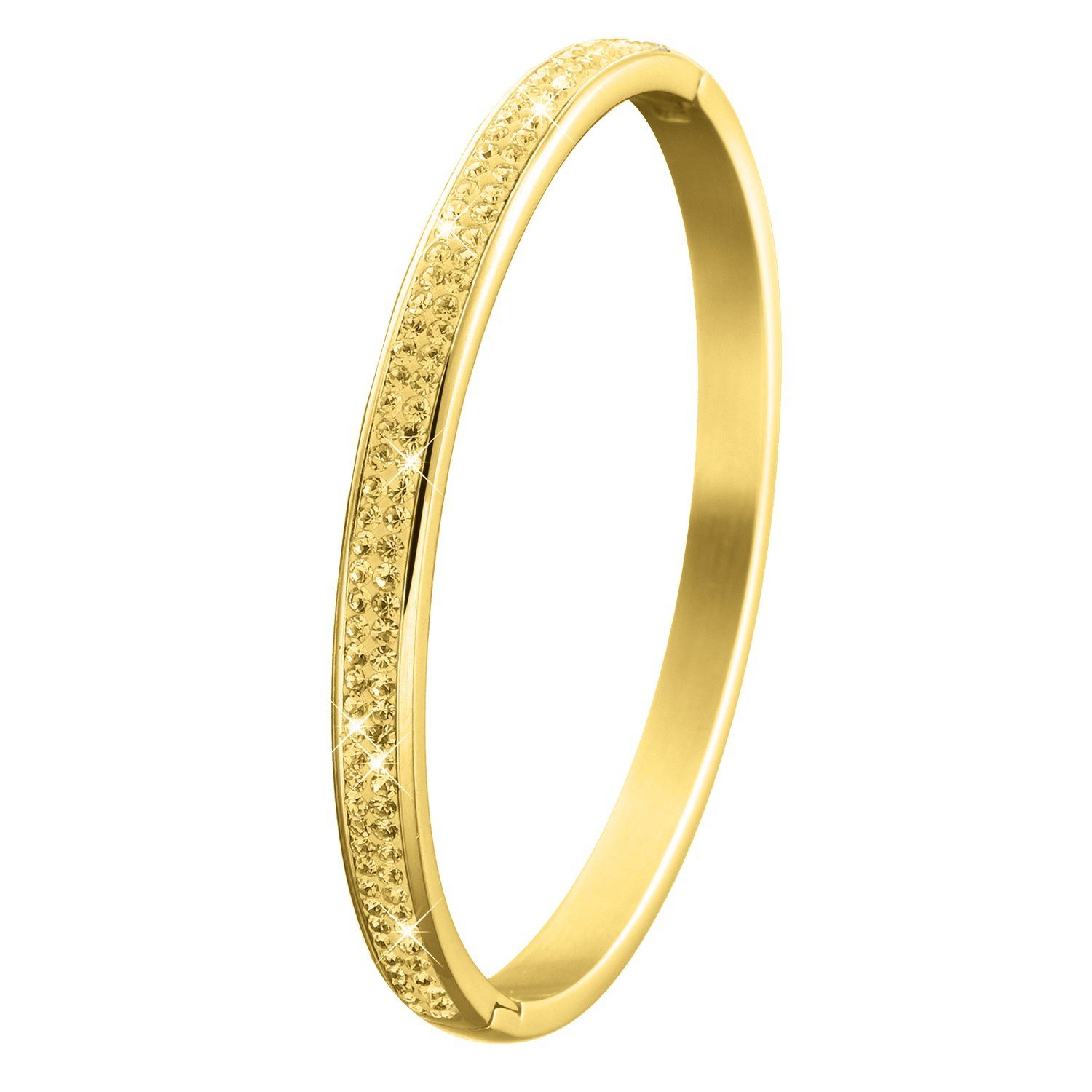 LUCARDI Armreif Armband - Stahl - Gold - Kristall - Kinder