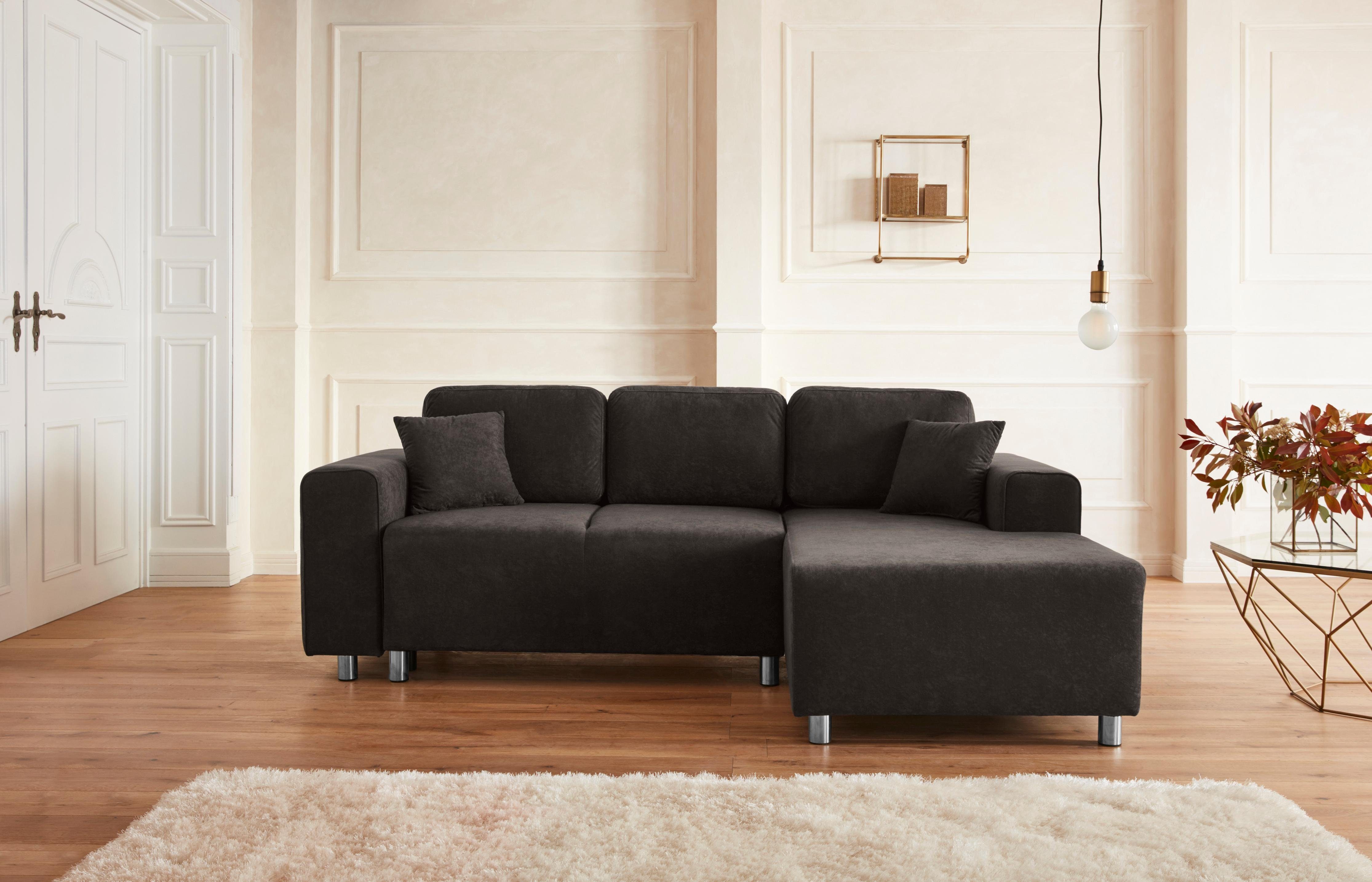 Home affaire Ecksofa Györ, L-Form, wahlweise mit Bettfunktion und Bettkasten incl. 2 Zierkissen