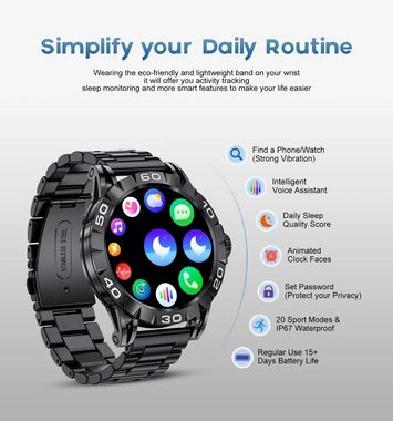 Lige Herren's Fitness-Tracker IP67 Wasserdicht Smartwatch (3,53 cm/1,39 Zoll, Android/iOS), mit Blutdruck Herzfrequenz und Schrittzähler attraktivem Design