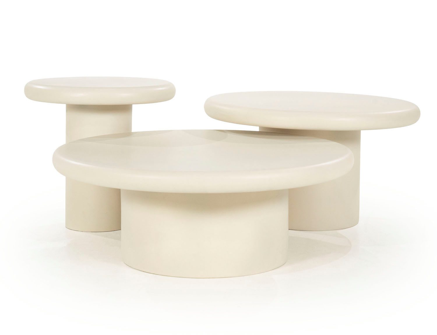 Couchtisch Design Beistelltisch LAVIX rund aus Magnesiumoxid – in 3 Größen