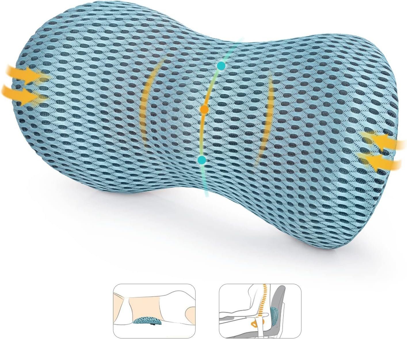 Coonoor Rückenkissen Lendenstützkissen Memory Foam Rückenlehnenstützkissen, 1-tlg., Linderung von Rückenschmerzen Büro- und Autositz-Rückenlehnen-Kissen