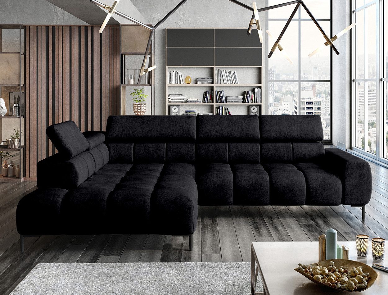 WOHNKLUSIV Ecksofa Ecksofa Venezia mit elektrischer Sitztiefenverstellung - Designsofa, mit Relaxfunktion