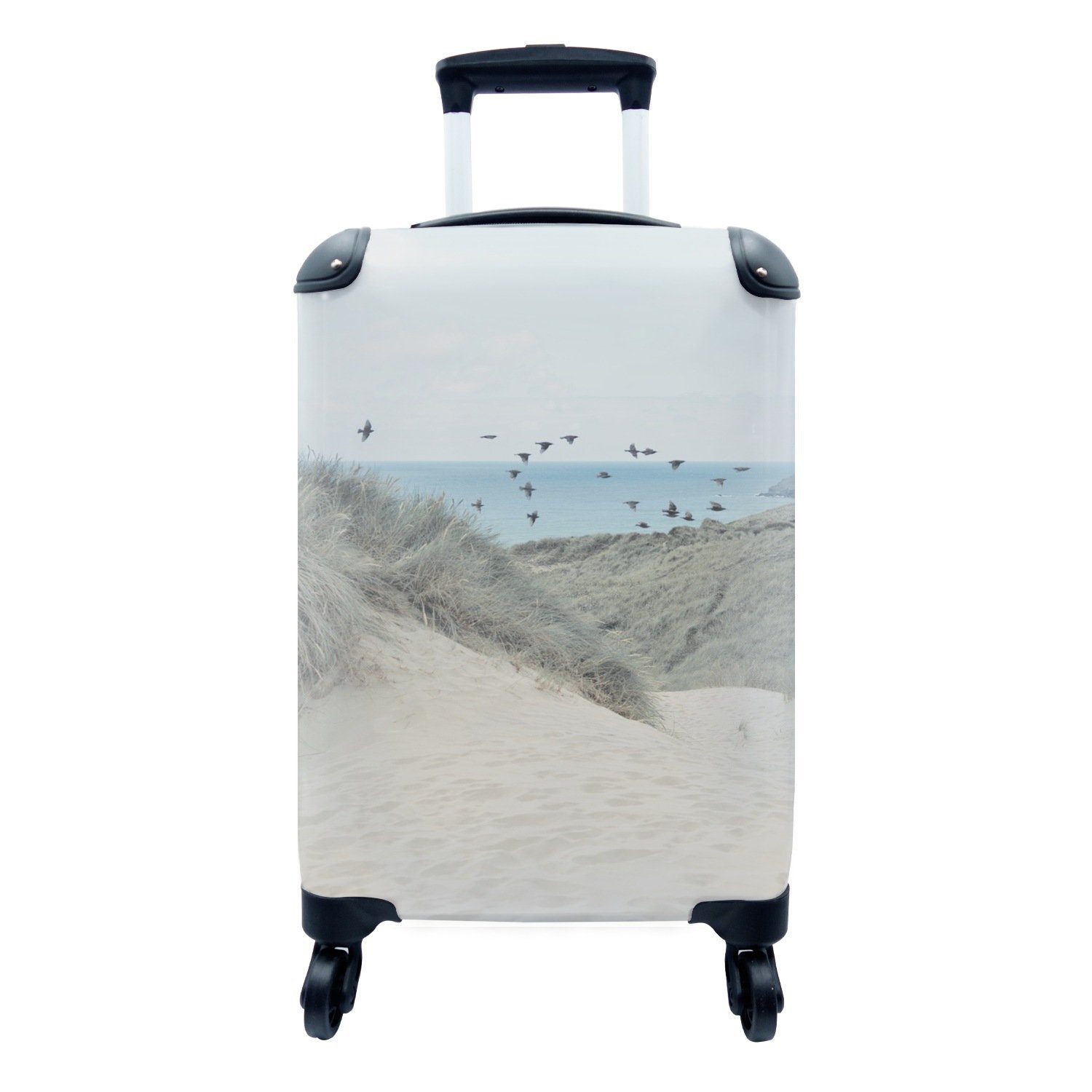 MuchoWow Handgepäckkoffer Strand - Vogel - Meer, 4 Rollen, Reisetasche mit rollen, Handgepäck für Ferien, Trolley, Reisekoffer