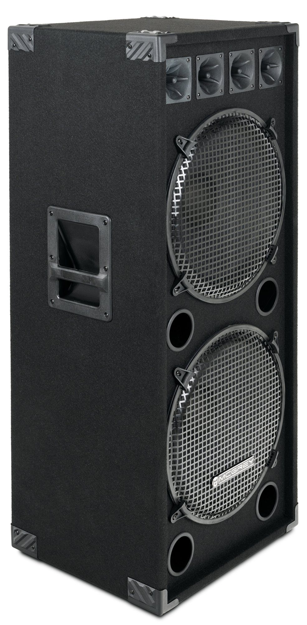 McGrey DJ-2522 2-Etagen DJ PA Box Tower Paar Party-Lautsprecher (N/A, 750 W, 2-Wege System mit 2x 38cm (15 zoll) Subwoofer und 4x Piezo-Hochtönern)