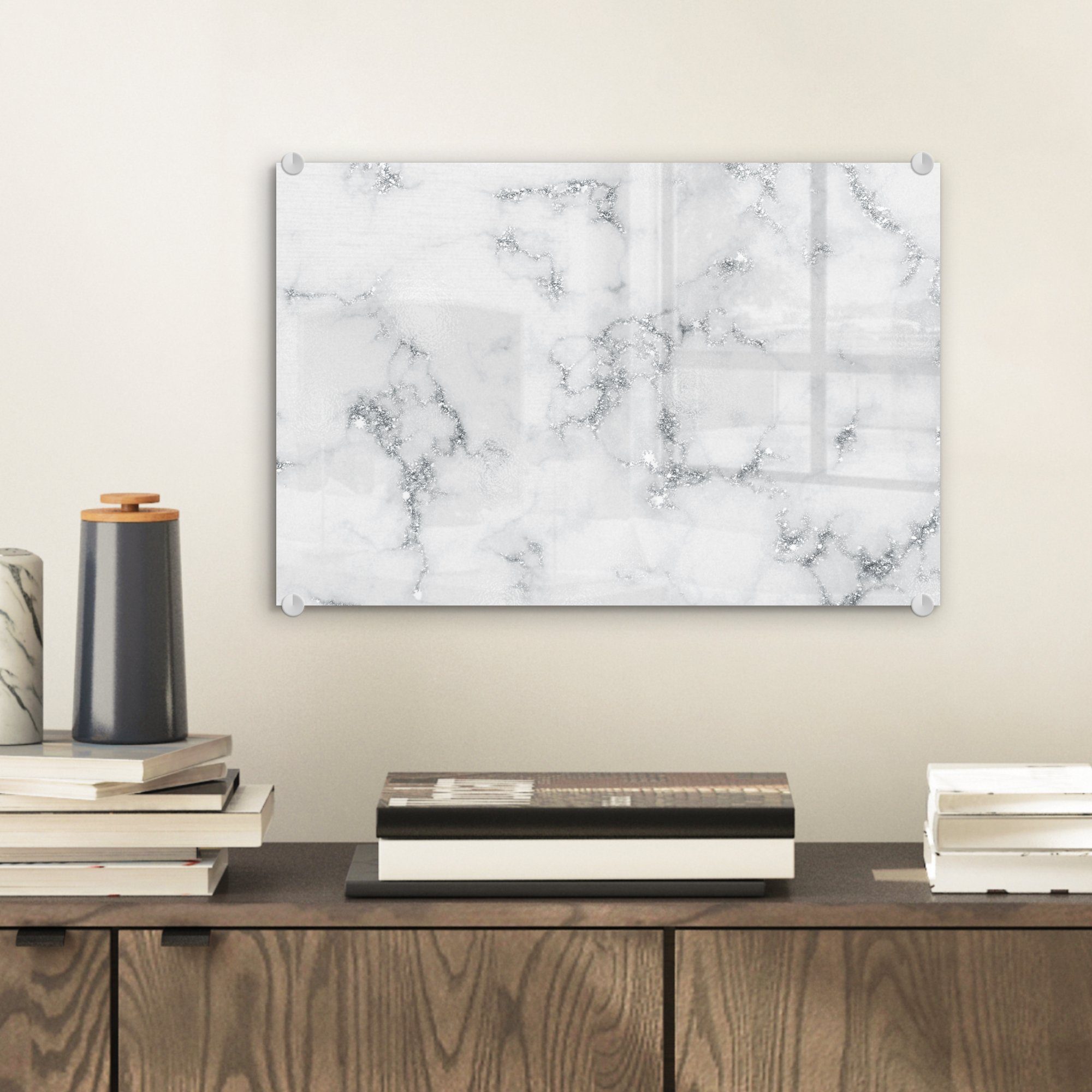 MuchoWow Acrylglasbild Marmoroptik - Weiß - günstig online kaufen