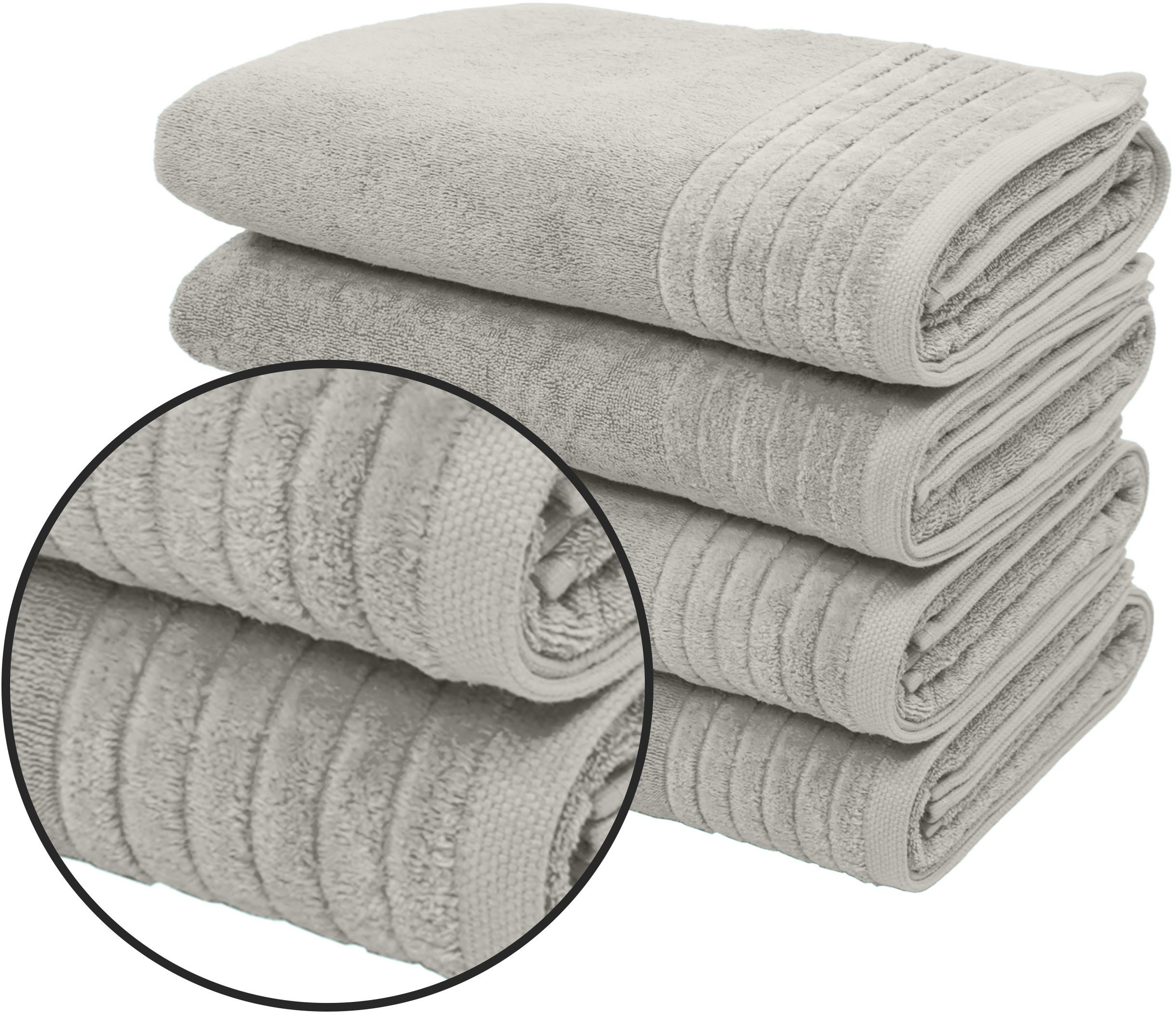 OTTO home Duschtücher Sanremo Premium, Premium Handtücher, 600 gr/m², 70x140cm, Frottier (Set, 4-St), mit Bordüre, flauschig und weich, dicke Qualität, 5 Jahre Garantie
