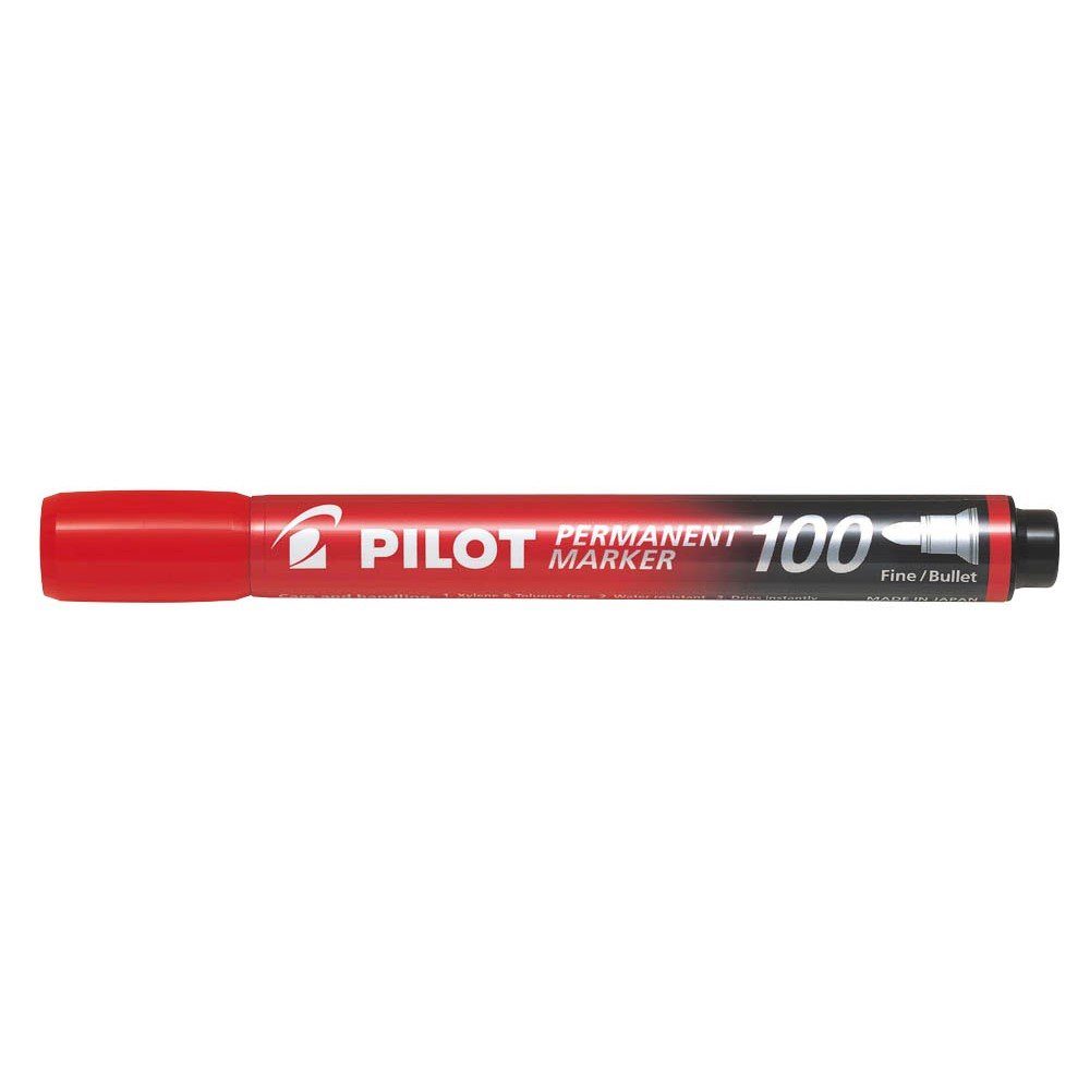 PILOT Tintenpatrone 100, PILOT rot Permanent-Marker Rundspitze,