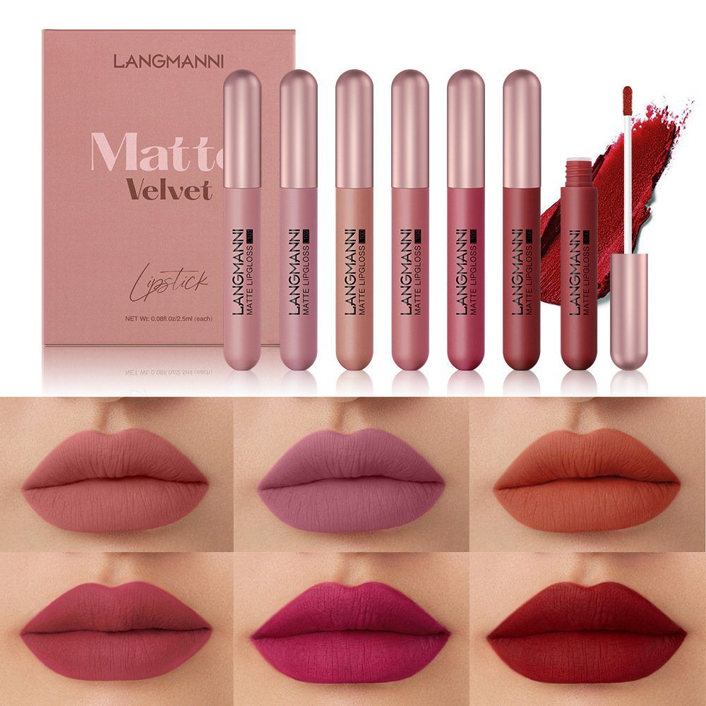 Geschenksets 6-tlg., Kosmetische 6 Matte Gloss POCHUMIDUU Lippenstifte Lippenstift-Set Velvet Set, Matte Lip